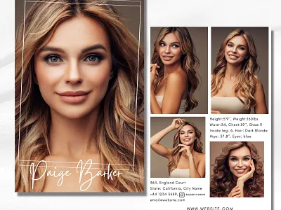 Fashion Model Zed Card comp card template fashion model resume model portfolio model zed card modeling photo card modeling portfolio template