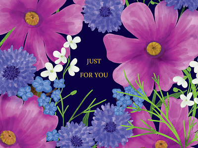Just for you : Wildflower Card Illustration card card design design digital art flowers greeting card illustration just for you procreate wildflowers