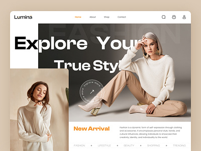 Lumina - True Style beauty cloths design explore fashion figma home page illustration landing page logo order shop shopping style trending ui ux web webpage website