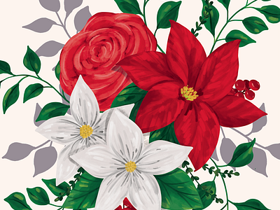 Christmas Napkins design digital art flowers greeting card illustration illustrationart napkin napkins ponsietta procreate robbin