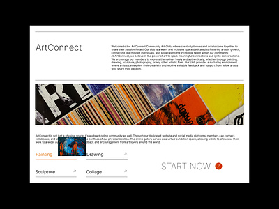 ArtConnect Website Section art clean creativ design draw landingpage minimal painting section ui ux webdesign