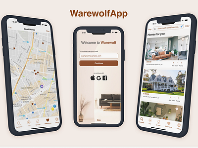 Warewolf- Real estate app design design figma mobile design real estate ui ux