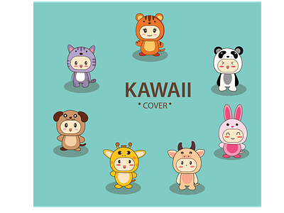 kawaii characters illustration vector
