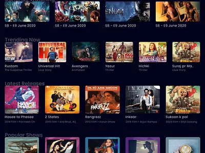 Daily UI - 25 TV Application application card card variations cards high resolution movie ott resolution tv tv app tv application typography ui