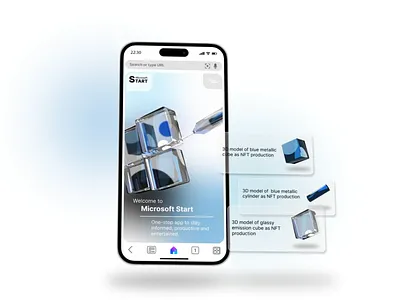 Microsoft START 3d animation app blender cube figma microsoft motion graphics redesign ui ux