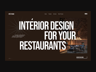 Hero page /RFR / Restaurant Interior Studio branding design interior interior design studio landing ui ux web design webdesign