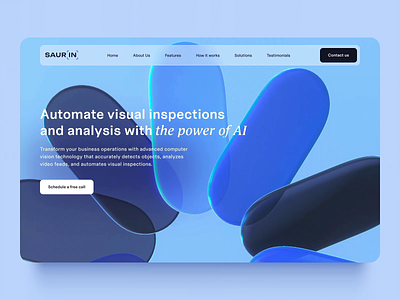 SaurIN — Computer Vision Website Concept 3d 3d animation 3d illustrations abstract ai animation artificial intelligence clean computer vision face id face scan interaction italic landing page prototype saas scroll smart home surveillance tracking