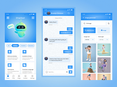 Chat AI Assistant Mobile App app app design app ui appdesign chat app chatt ai design illustration ui uidesign uiux ux
