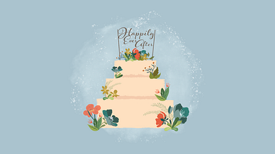 Wedding Card Illustration art blue digital art drawing floral flowers illustration painting peach wedding