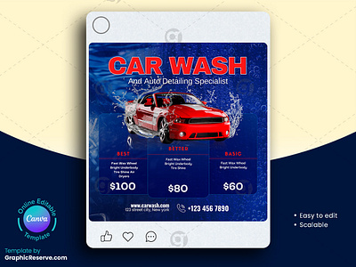 Washman Car Wash Banner Model Template automobile advertisement samples automobiles marketing template canva social media car detailing social media car post design car rental design canva template car rental social media post car social media post car wash car wash canva template car wash instagram post car wash social media banner post design rent a car post social media social media banner social media canva design social media post