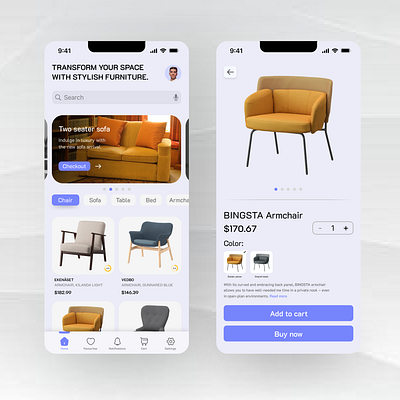 Furniture app app dribble figma furniture graphic design ui unsplash ux