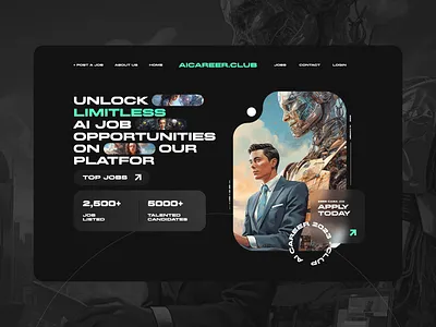 AI Career Club - Landing page ( SCI-FI Style ) ai career design flat illustration landing page minimal sci fi style trending trendy ui ux website