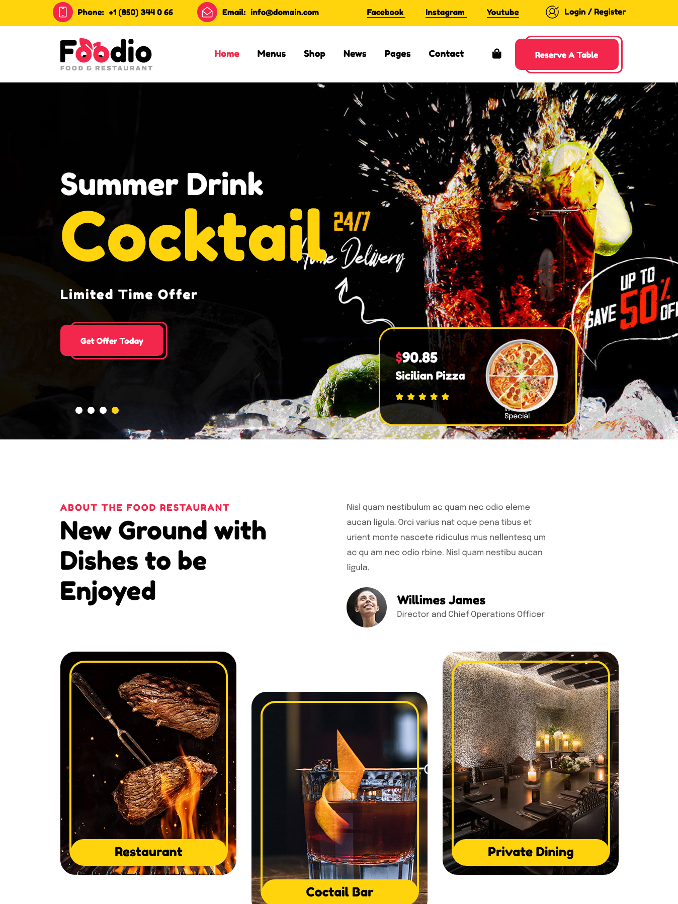 Foodio - Fast Food & Restaurant Joomla 4 Template dribbble envato food joomla4 restaurant