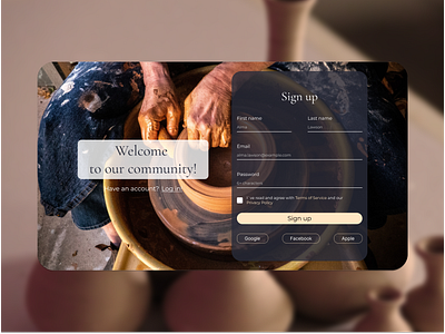 Sign up form - Daily UI #001 creative daily design figma gradient inspiration landing page log in pottery sign up ui ux