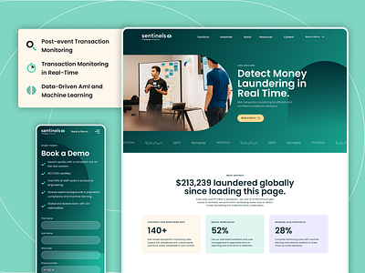 Sentinels: Detect money laundering design design agency fintech landing page money ui uxui