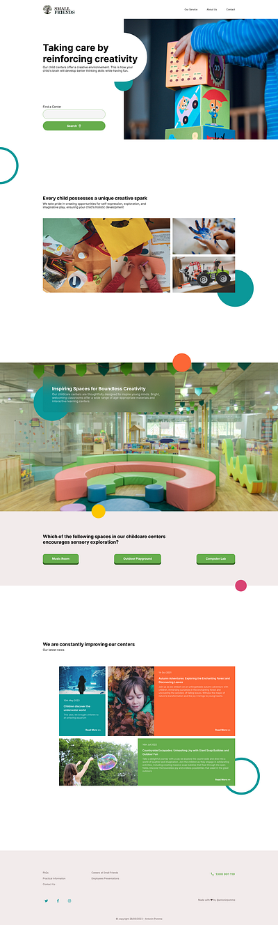 Small Friends - Landing Redesign - Childcare Center design figma landing ui ux