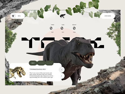 T - rex Webiste 3d animals animation daily web design dino discover geography graphic interface learn product page ui uiux user interface ux web web design website