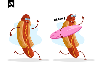 Happy sausage ready for summer cartoon design graphic design illustration logo sausage vector