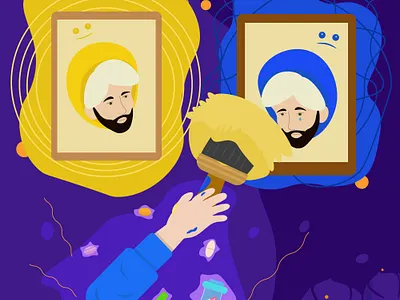 Mental health biopolar disorder care illustration mental health paint treatment