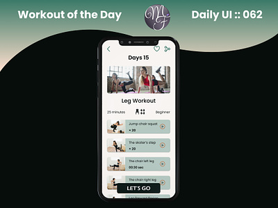 Workout Of The Day Daily UI 062 application branding calendar call to action cta daily ui date day design exercise fitness graphic design healthy illustration lets go photo programme sport ux workout