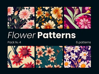 Flower Patterns Pack No 4 digital download graphic design illustration printable whimsical floral illustrations