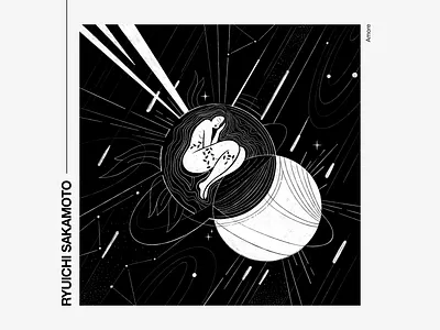 RYUICHI SAKAMOTO . Amore . music illustration. amore art digital art digital illustration graphic design illustration line lineart linework love moon music planets stars sun