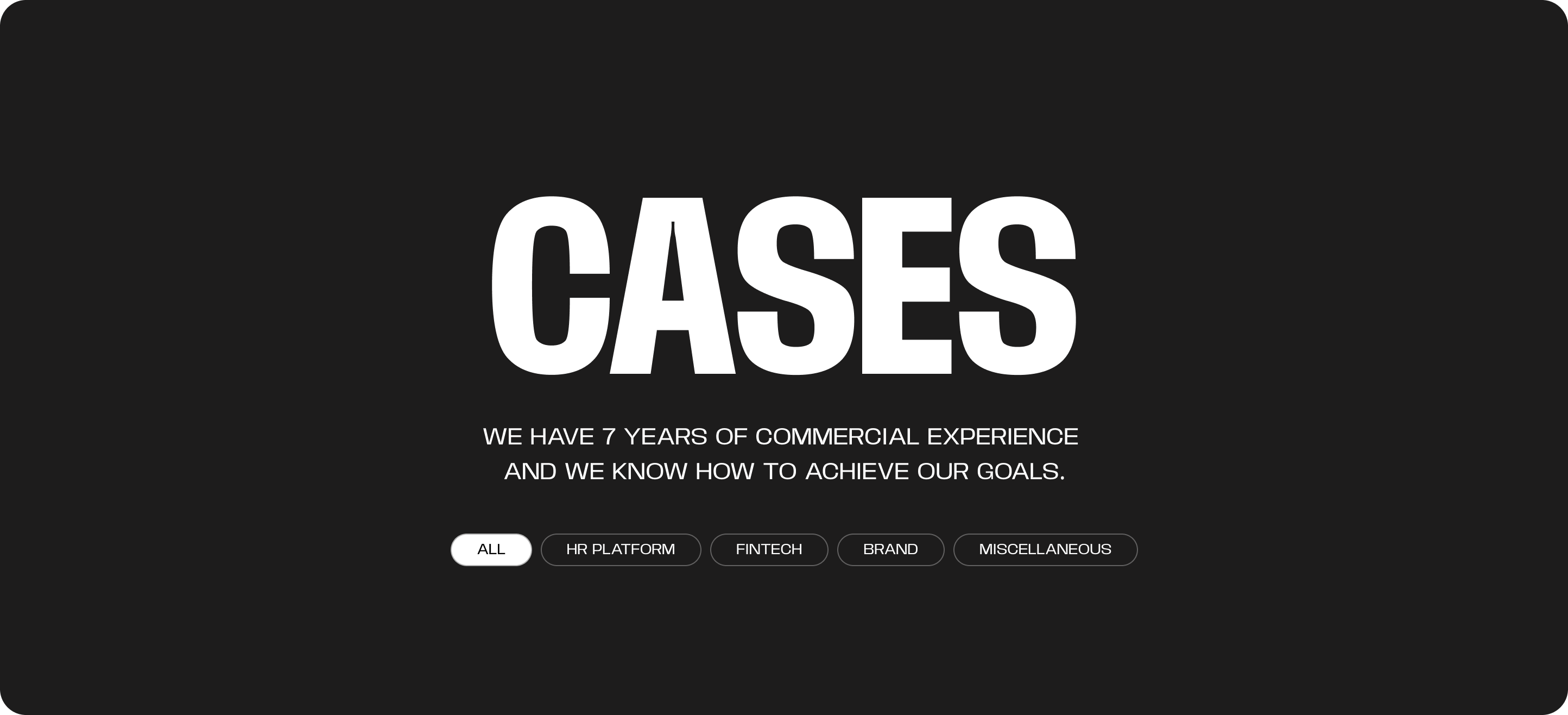 Cases page for the design studio animation design ui ux