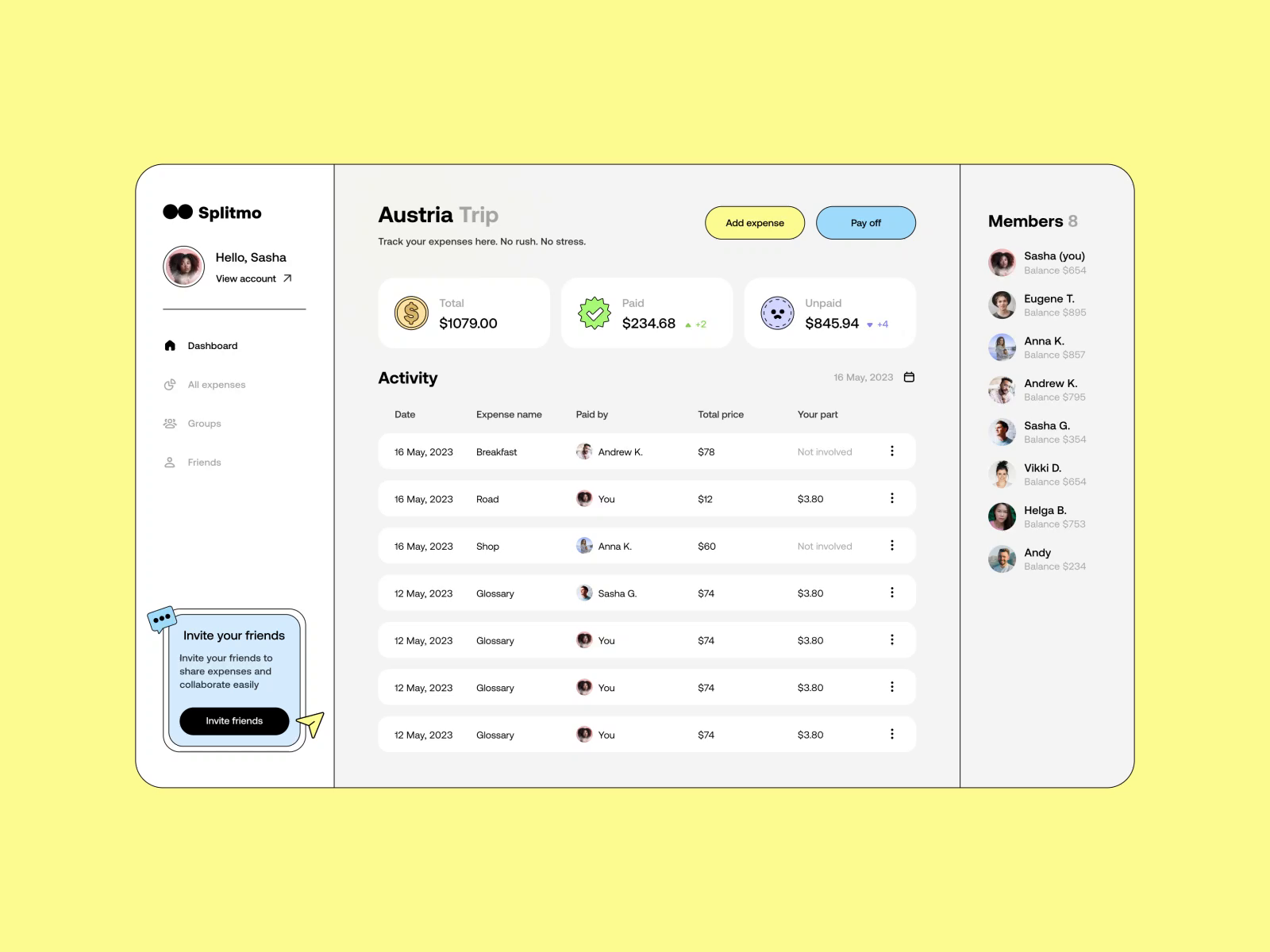 Example of Money-Splitting App 💸