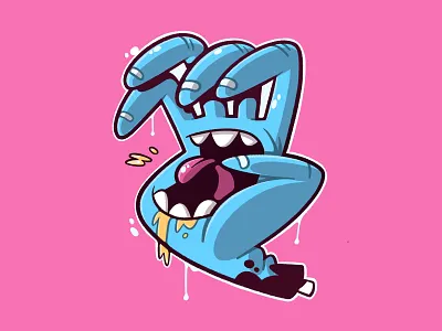 Screaming Hand blake stevenson cartoon character design cute design gross hand illustration jetpacks and rollerskates logo mouth retro skateboarding ui