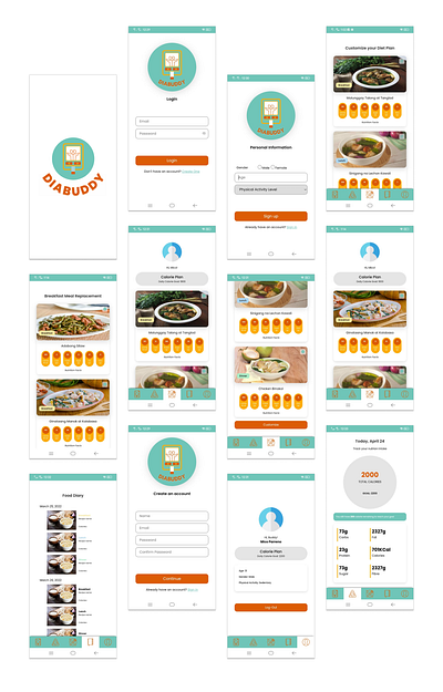 Diabuddy Mobile App Design design figma meal plan mobile app ui ui design uiux