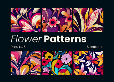 Flower Patterns Pack No 5 digital download floral background graphic design illustration printable printable digital paper whimsical floral illustrations