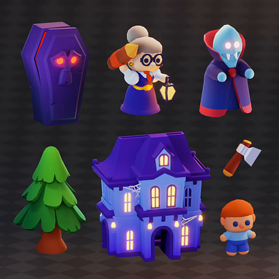 Low Poly Game Assets for a Game Jam 3d blender character game art game assets lowpoly