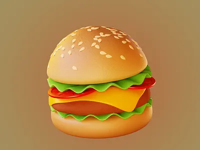 cute cheese burger blender3d design low poly