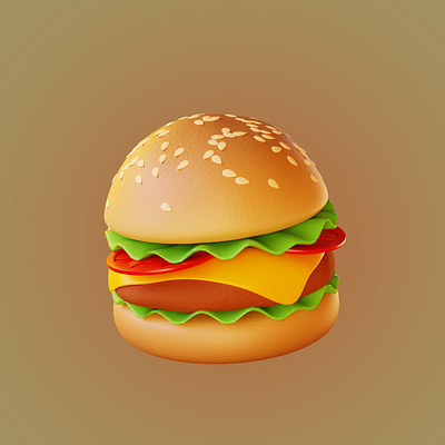 cute cheese burger blender3d design low poly