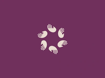 Radial Hands asterisk body branding circle circular flower hand hands icon logo logomark mark purple radial spiral star