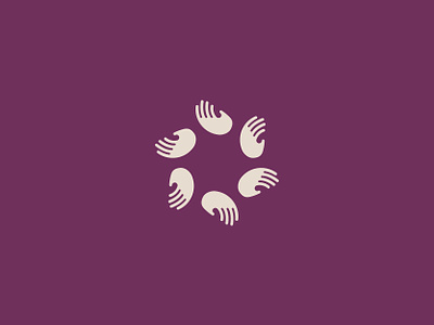 Radial Hands asterisk body branding circle circular flower hand hands icon logo logomark mark purple radial spiral star