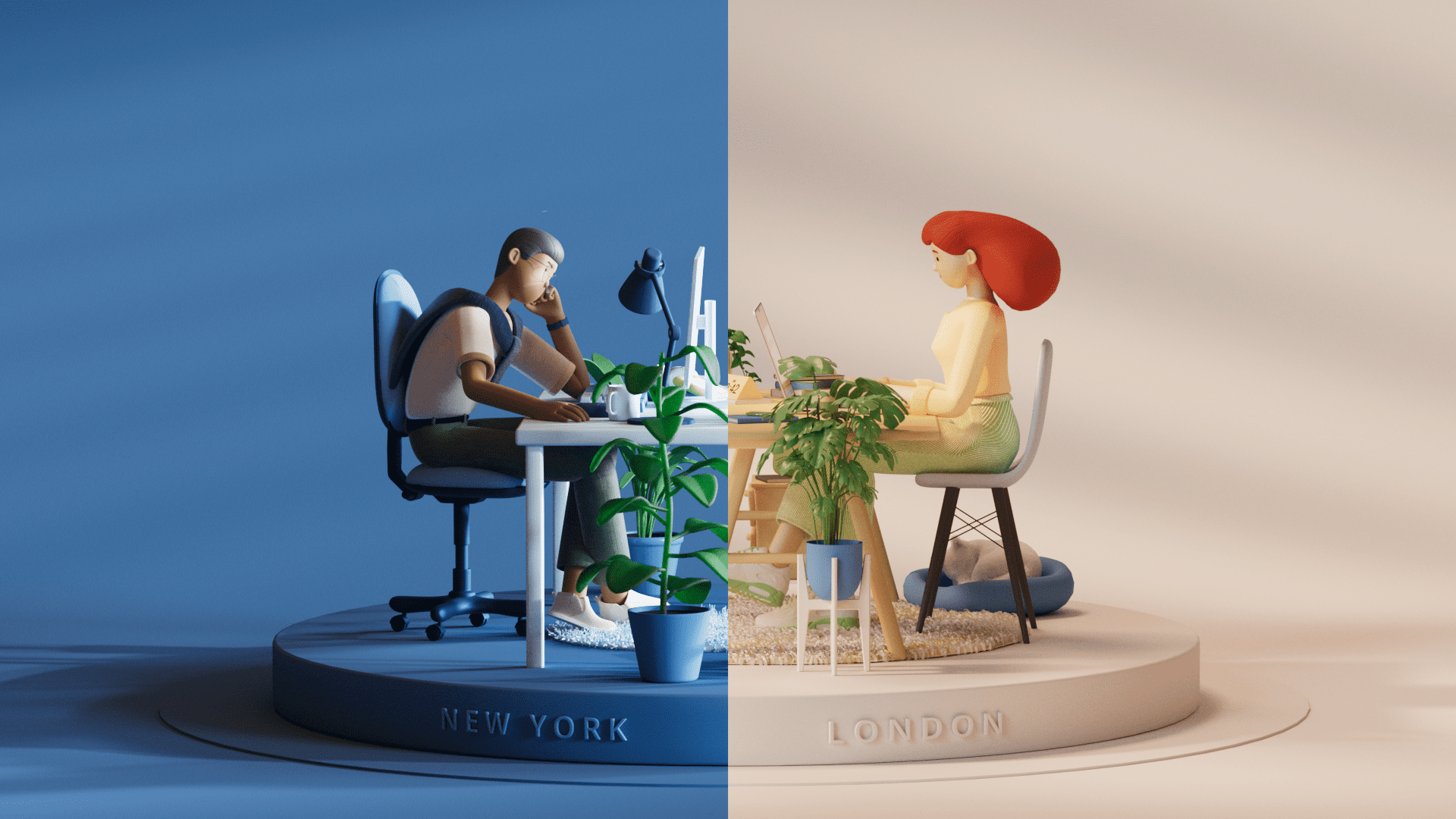 LucidLink 3D Explainer Interfaces 3d 3d animation 3d art 3d character 3d explainer 3d office 3d workplace c4d c4d characters character character design cloud software female character interface laptop lucidlink male character motion redhair splitscreen