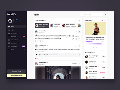 Feed Layout - Social Media App app clean dashboard design feed inspiration mobile app popular purple social media ui ux web yellow