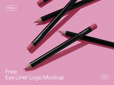 Eye Liner Logo Mockup beauty brand branding cosmetics download eye liner free freebie identity lip liner makeup mockup pencil pixelbuddha psd