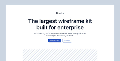 Landing Page Hero - Redefy enterprise saas ui wireflow wireframe wireframe kit wireframing