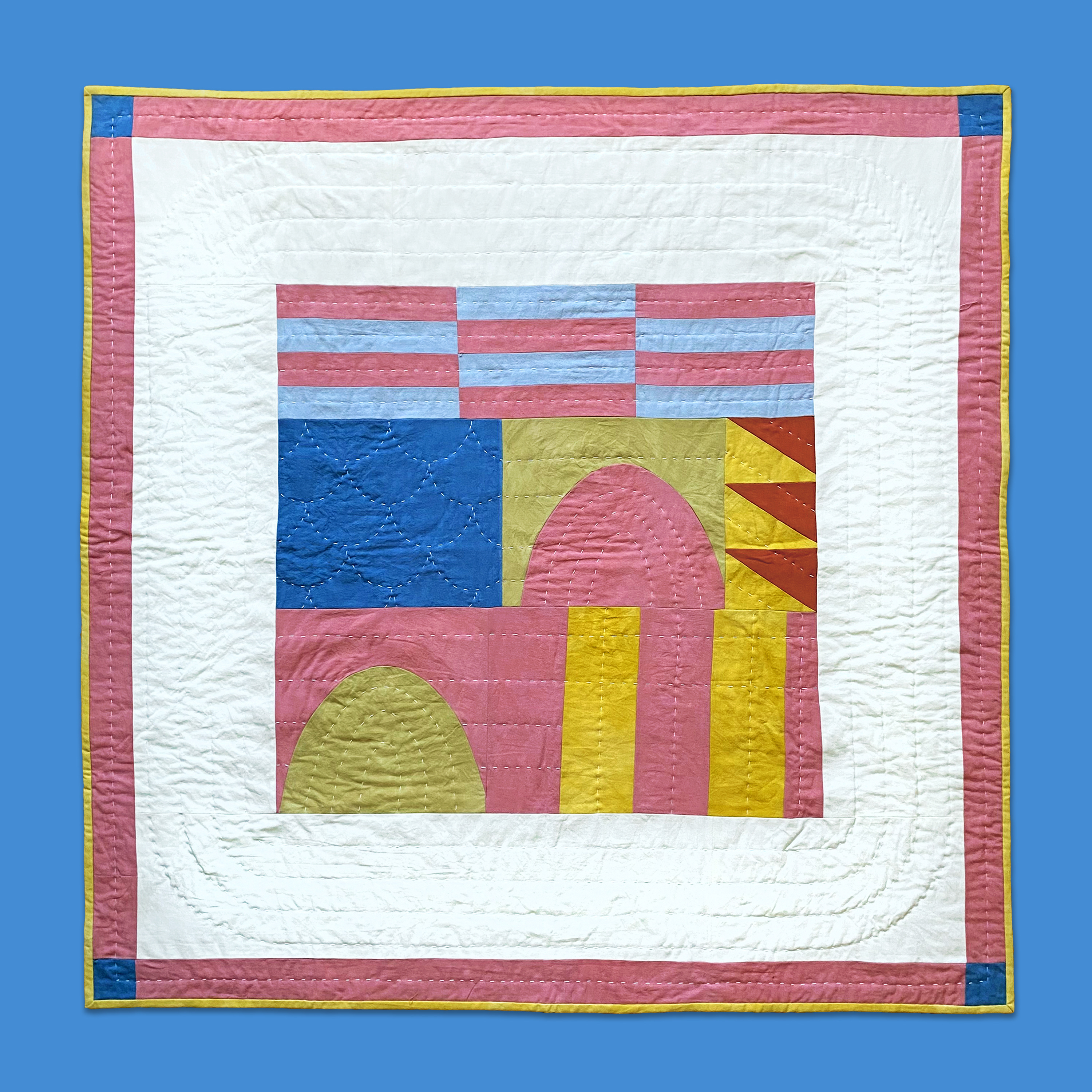 Baby Quilt block color design pink quilt quilting texture