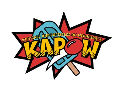 KAPOW comic comic book kapow kickball logo popsicles sticker vector