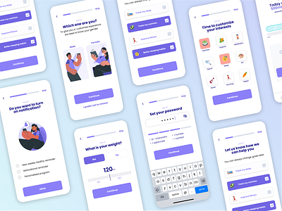 Go Fitness - Screens to collect info dietary fitness app fitness application fitness mobile graphic design logo mobile design purple sri lanka ui ui and ux ux