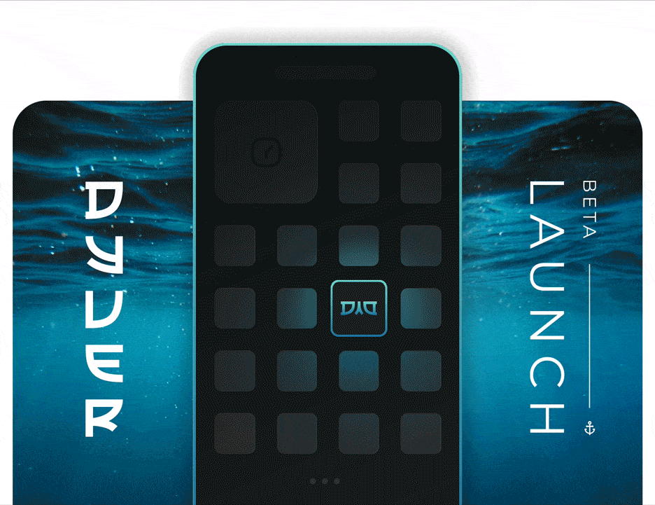 D Y V E R ~ Bringing your diving data to your homescreen. app brand branding diving launch logo ocean scuba scubadiving social media ui water