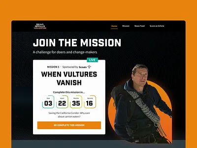 Bear Grylls Mission Seekr Homepage adventure game gamified interface design product design ui ux