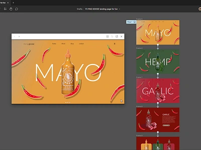 🌶️ Saucy landing page prototype branding flyinggoose landingpage motion graphics prototype sriracha ui uidesign webdesign