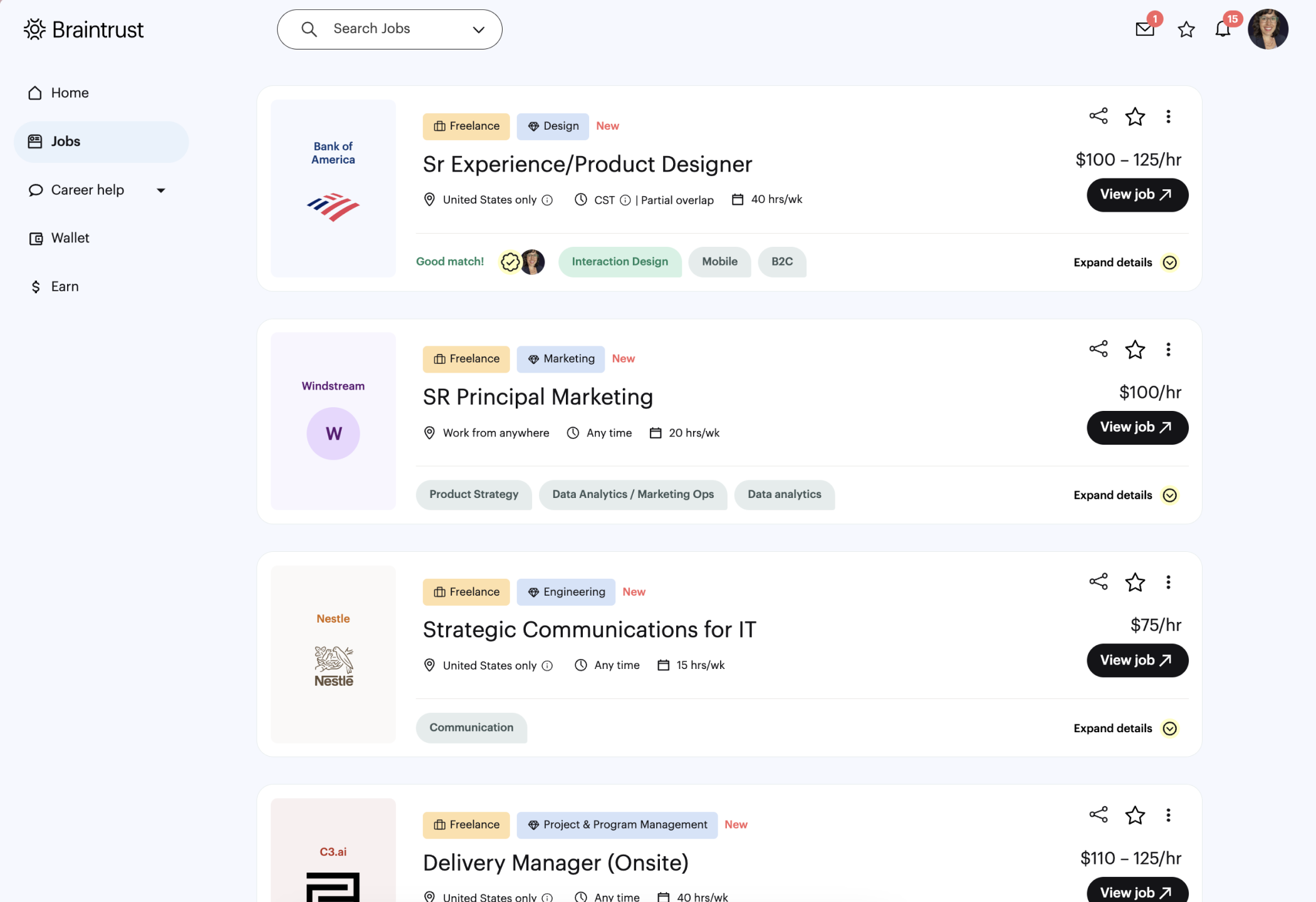 Braintrust Job Search Design