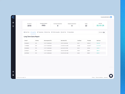 Tax Report Dashboard Redesign | CoinLedger dashboard dashboard redesign finance financial fintech interface portfolio product design report tax tax report ui ui design ux ux design