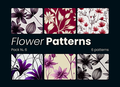 Flower Patterns Pack No 6 design digital download floral background graphic design illustration printable printable digital paper whimsical floral illustrations