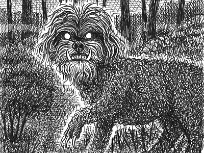 Domestic Cryptid animal art artist artwork creature dog drawing hand drawn horror illustration ink monster scary